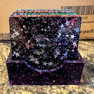 Glittery Sparkle Resin Coaster Set - New
